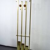 Portemanteau en laiton et bois du milieu du siècle. Italie années 1970