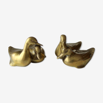 Brass paperweights duckpair