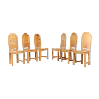 Set of 6 Swedish solid pine chairs by Sven Larsson Möbelshop