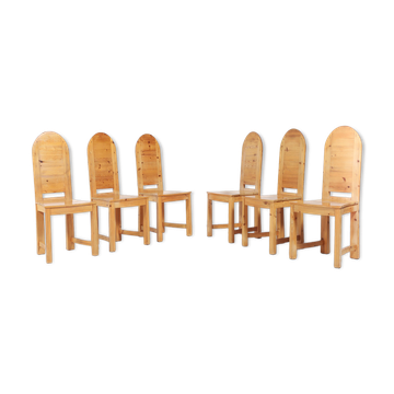 Set of 6 Swedish solid pine chairs by Sven Larsson Möbelshop