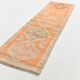 Apricot Tones Vintage Turkish Runner Rug, Oushak Wool Hallway Carpet