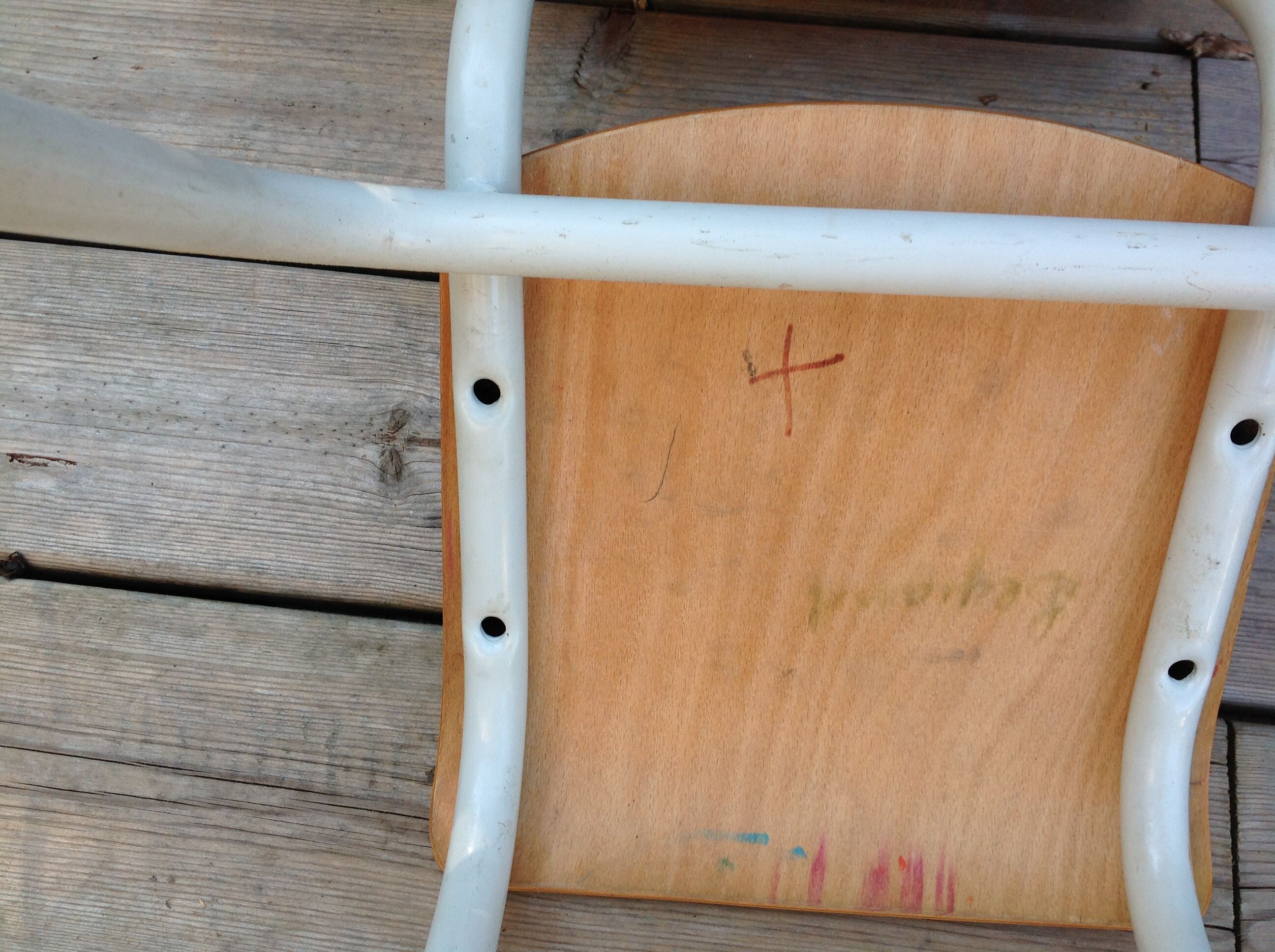 Duo of child school boy chairs