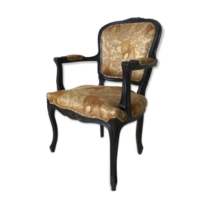 Black baroque armchair with fabric