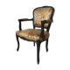 Black baroque armchair with fabric designed by wildlife by Ascension Latorre, Spain