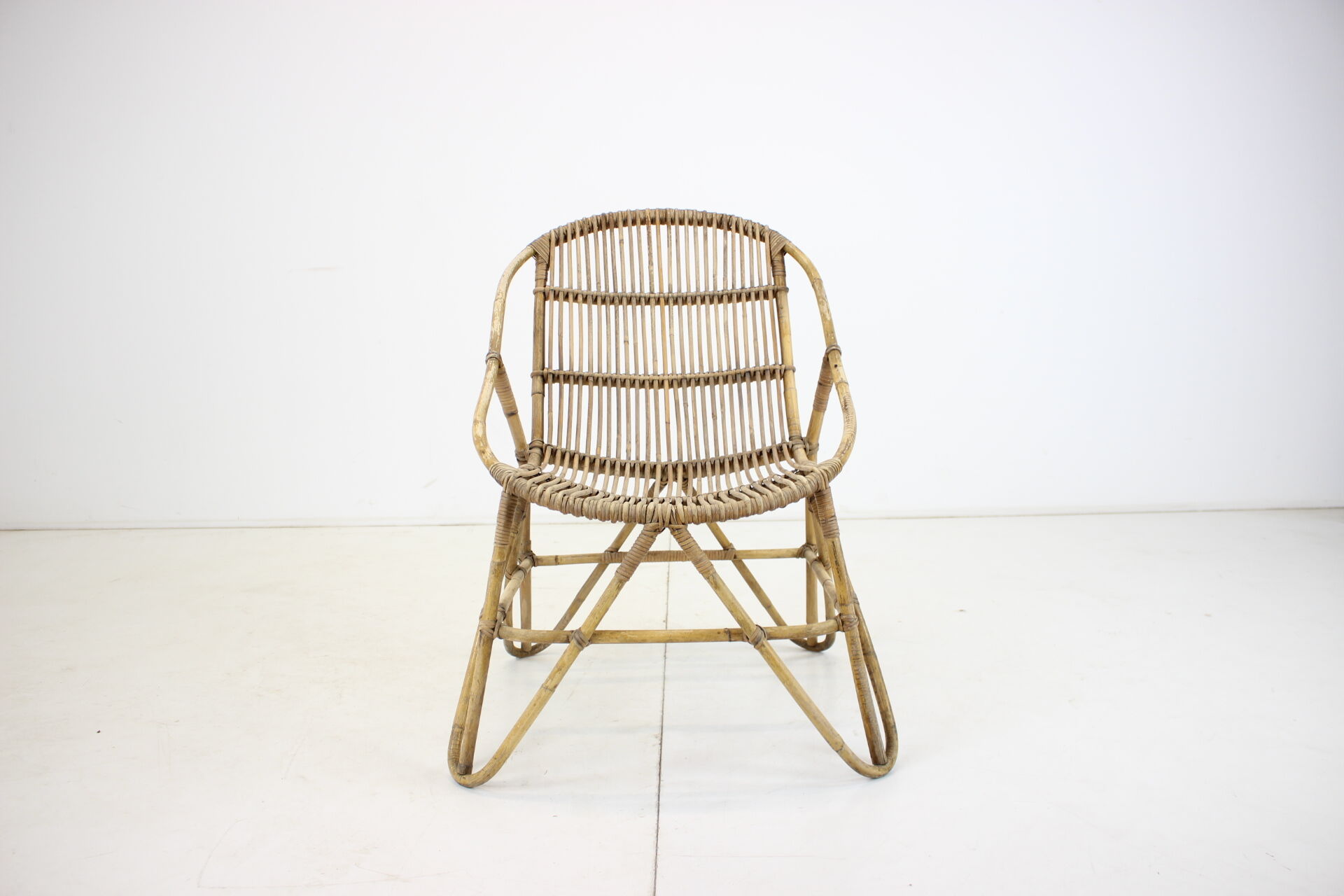 1960s Alan Fuchs Rattan Lounge Chair by Uluv, Czechoslovakia