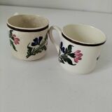 Duo de tasses anciennes Saint-Amand – Décor floral 4146 (années 1930–50)