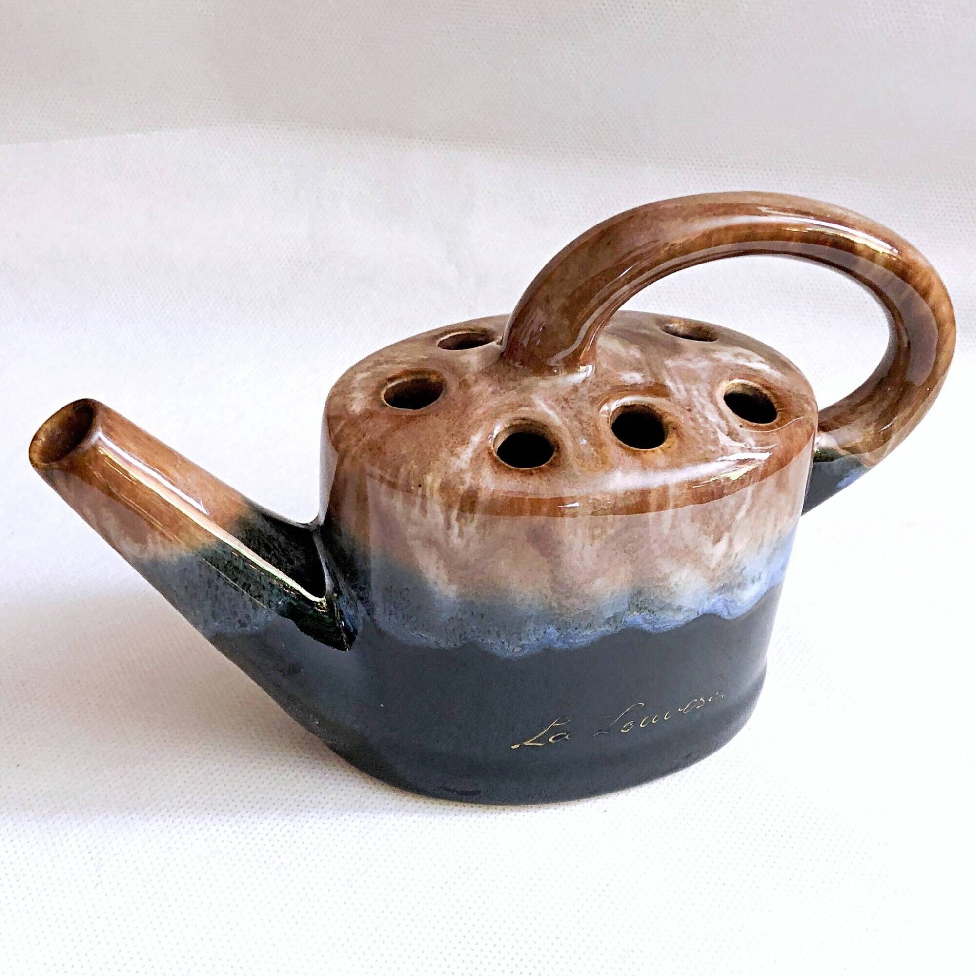 Flower spike vase in the shape of a watering can style Vallauris France