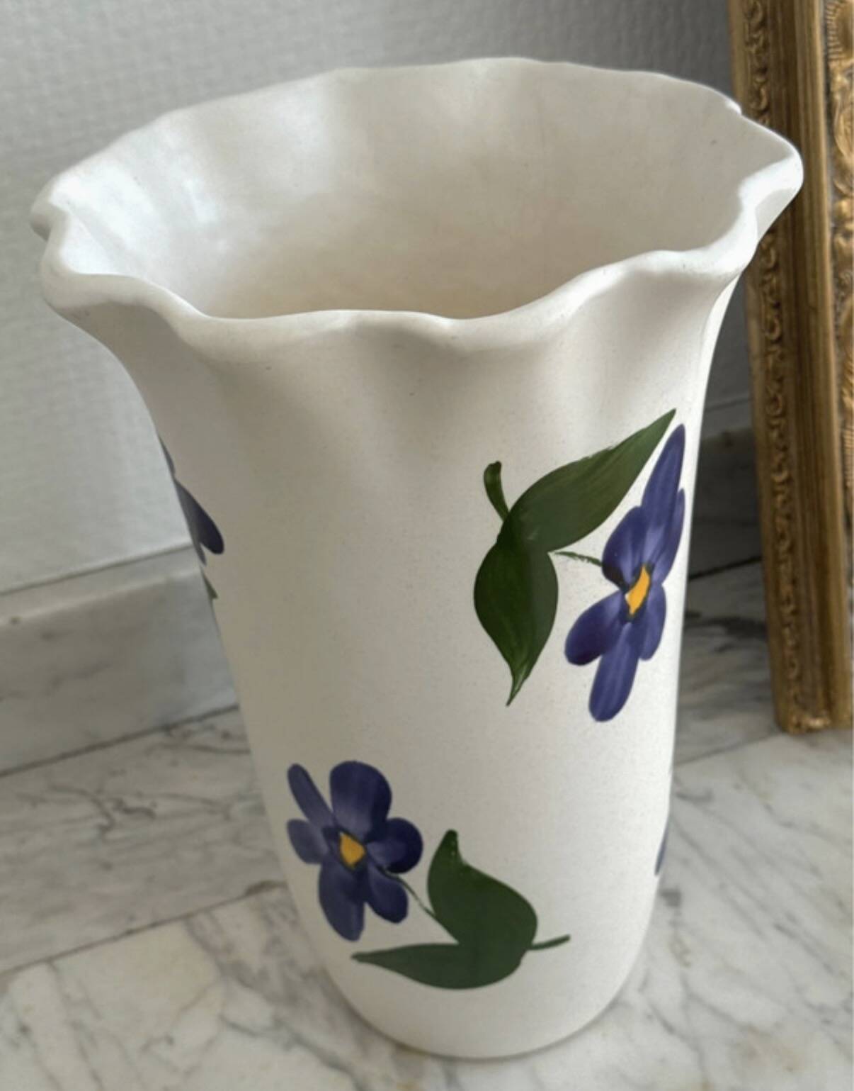 Vase Poët-Laval décor anémones et col tulipe - années 60-70