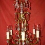 Six-armed crystal cage light fixture from the early 20th century