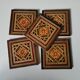 Lot de 5 sous verre bois vintage marqueterie