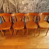 Set of 4 curved wooden bistro chairs
