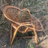 Rattan armchairs bamboo wicker vintage 60s