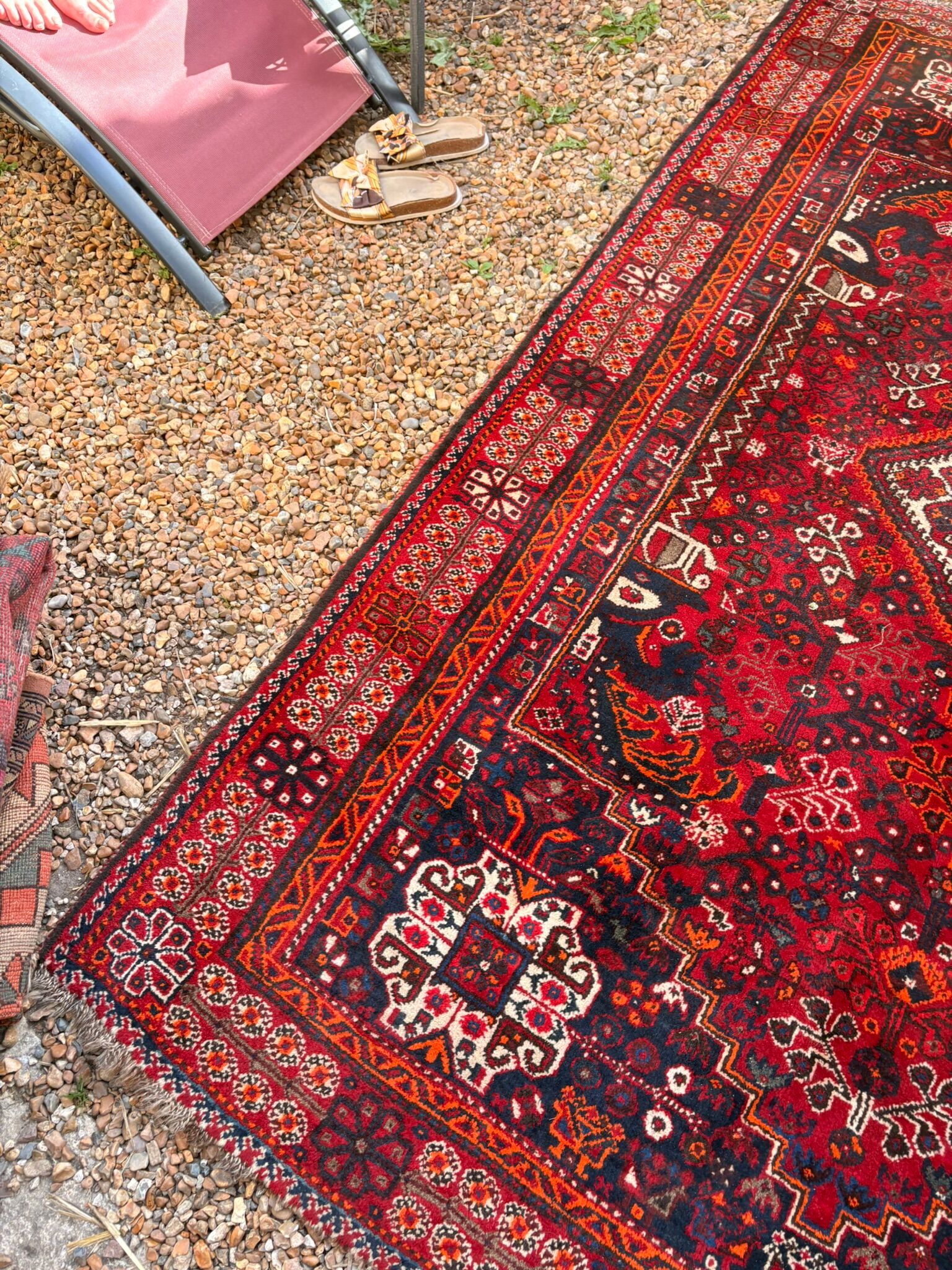 Ancient Persian Shiraz Rug 200x140 Wool Handmade Vintage Boho Chic Iran