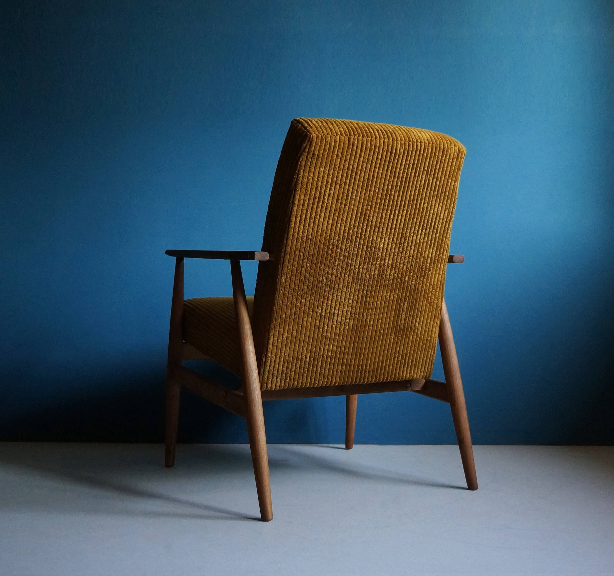 Vintage Armchair from Mid Century, Dark Mustard, Restored