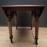 Round table with folding shutters on casters in solid wood year 1973