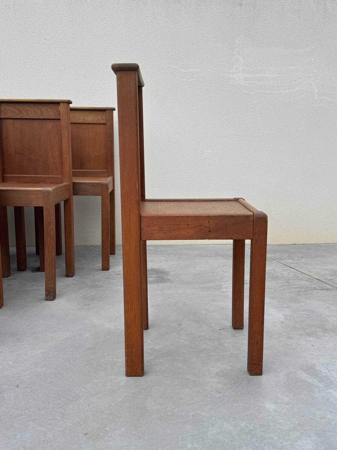 Set of 10 Brutalist Monastery Chairs from the 50s