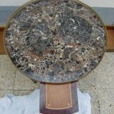 Table bouillotte style louis XV en marbre multicoloree noire
