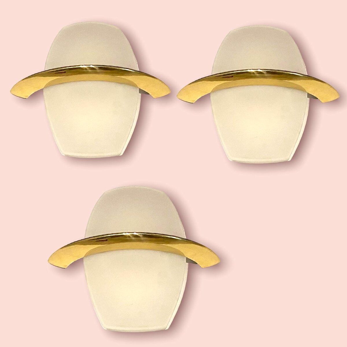 Mid-Century Italian Satinated Glass Sconces, Set of 3
