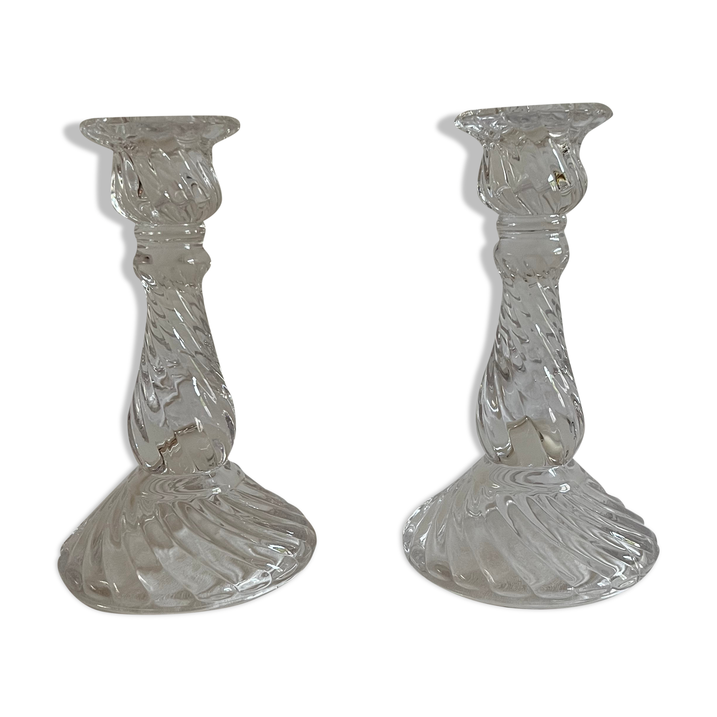 Pair of glass candle holders