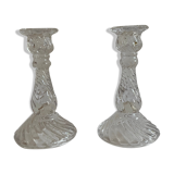 Pair of glass candle holders