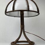 Bamboo rattan mushroom table lamp, Dutch 1970s