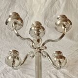 Antique large five-armed chrome-plated steel candlestick - 76cm
