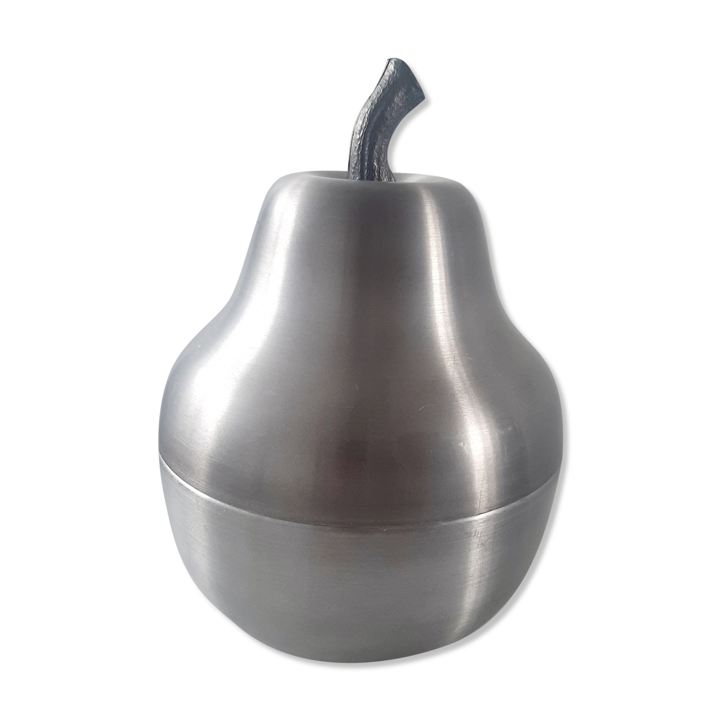 Vintage pear ice bucket in brushed aluminum 60s 70s italy