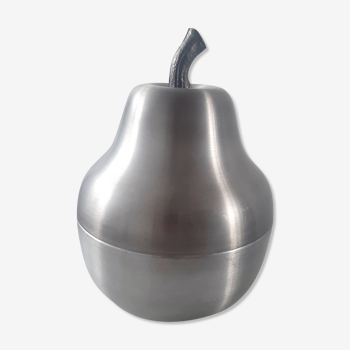 Vintage pear ice bucket in brushed aluminum 60s 70s italy