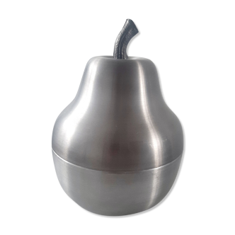 Vintage pear ice bucket in brushed aluminum 60s 70s italy
