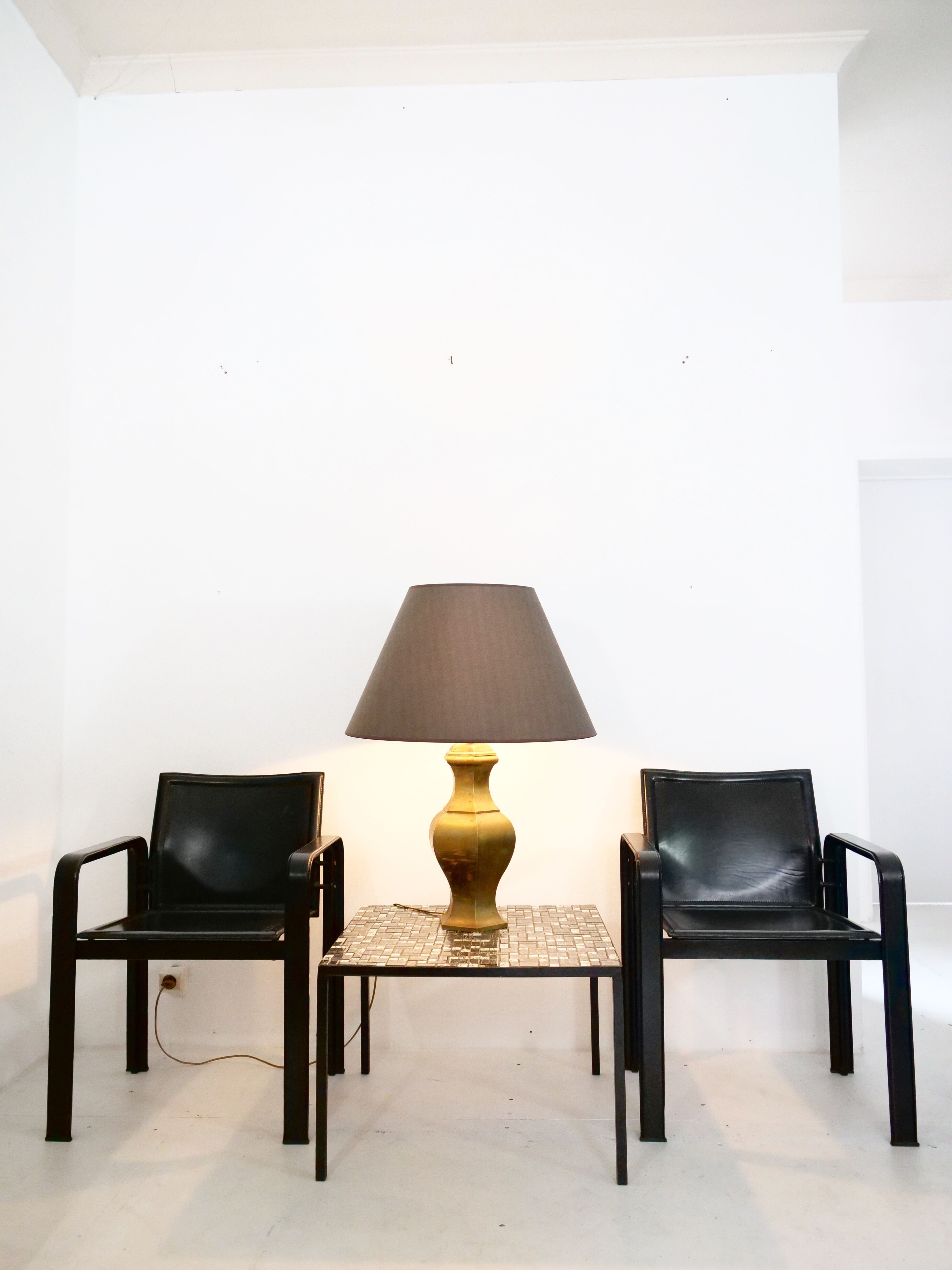 Neoclassical brass lamp large format design italy