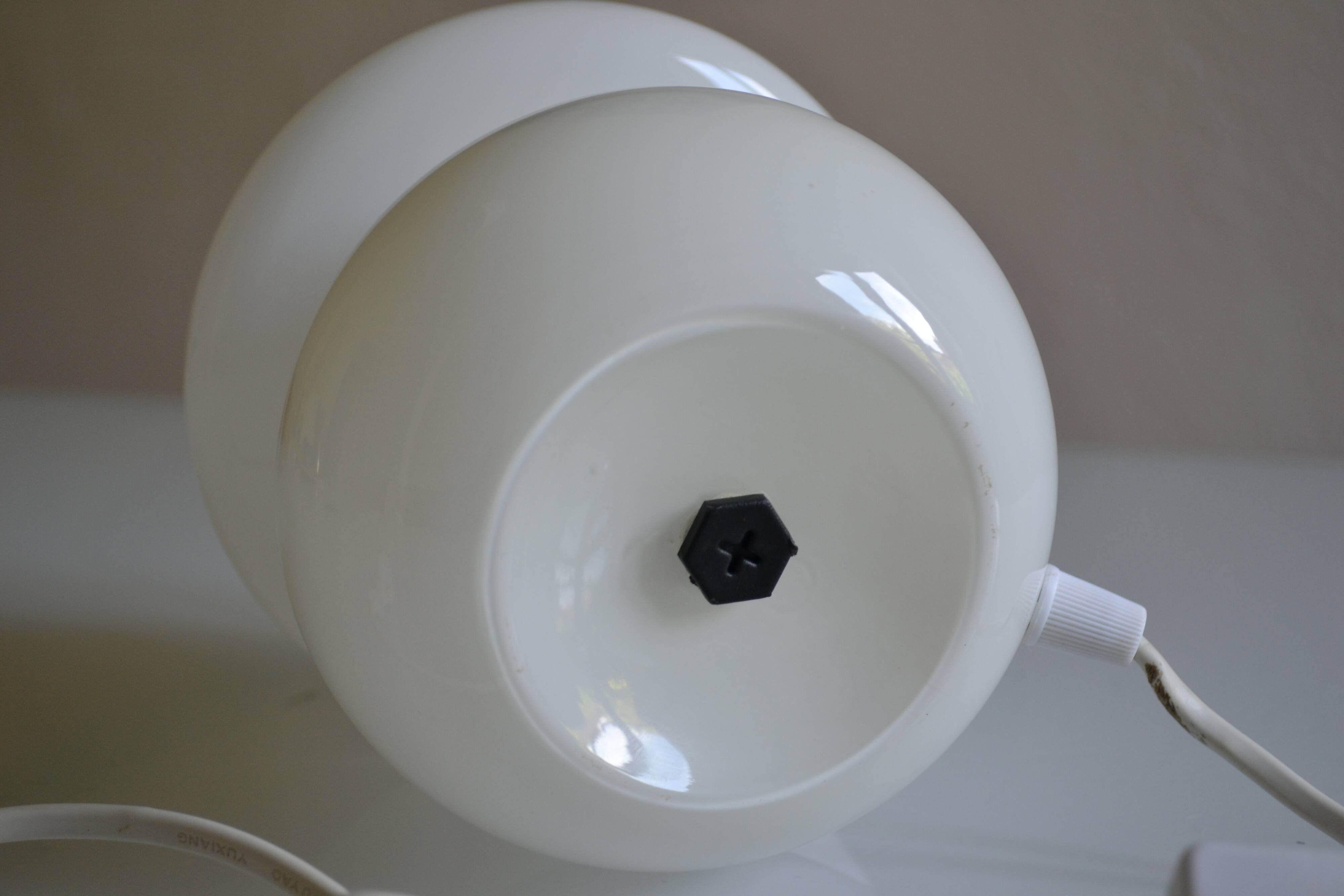 mushroom night light opal glass white Italy 80's 1980