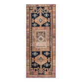 Tapis couloir vintage turc Oushak fait à la main en laine et coton tan 114x285