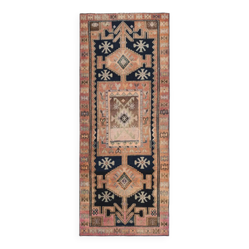 Vintage Turkish Oushak handmade wool cotton tan runner rug 114x285