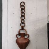 Vase with carved wooden handles