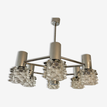 Suspension vintage chrome et verre