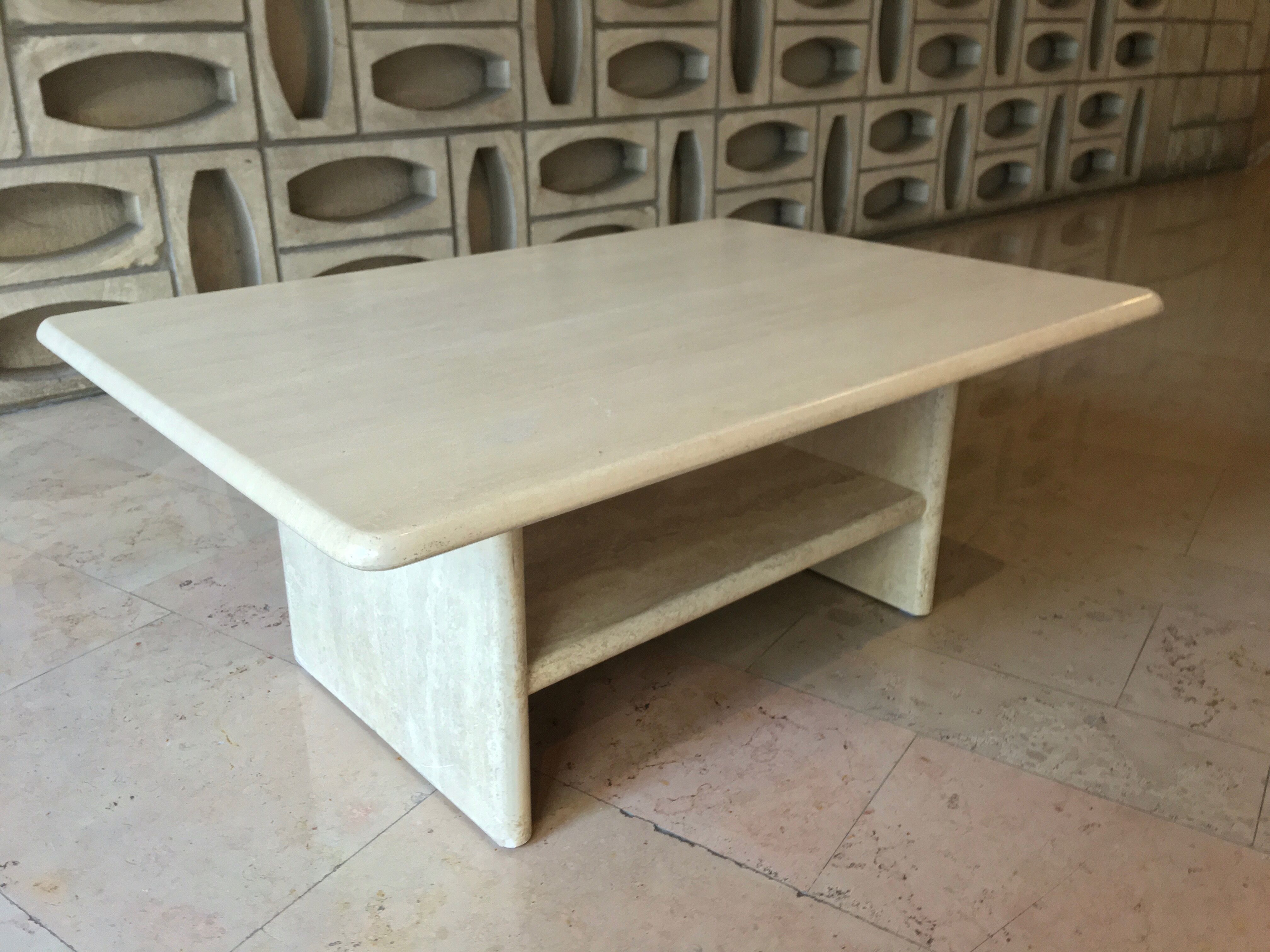 Travertine coffee table with intermediate top