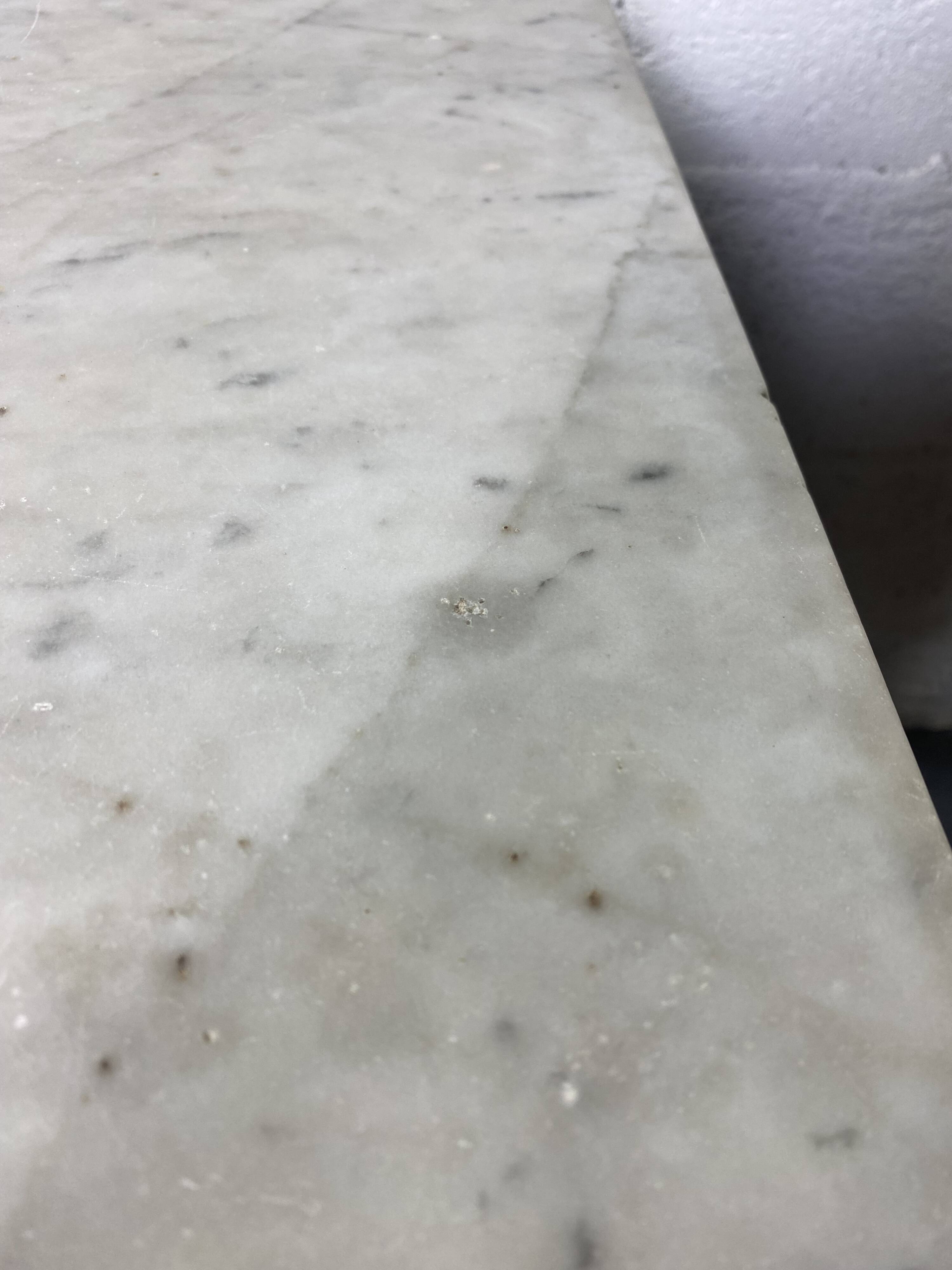 Set of two bistro tables in marble and wrought iron