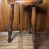 Charles dudouyt style tripod milking stool vintage wood #a582