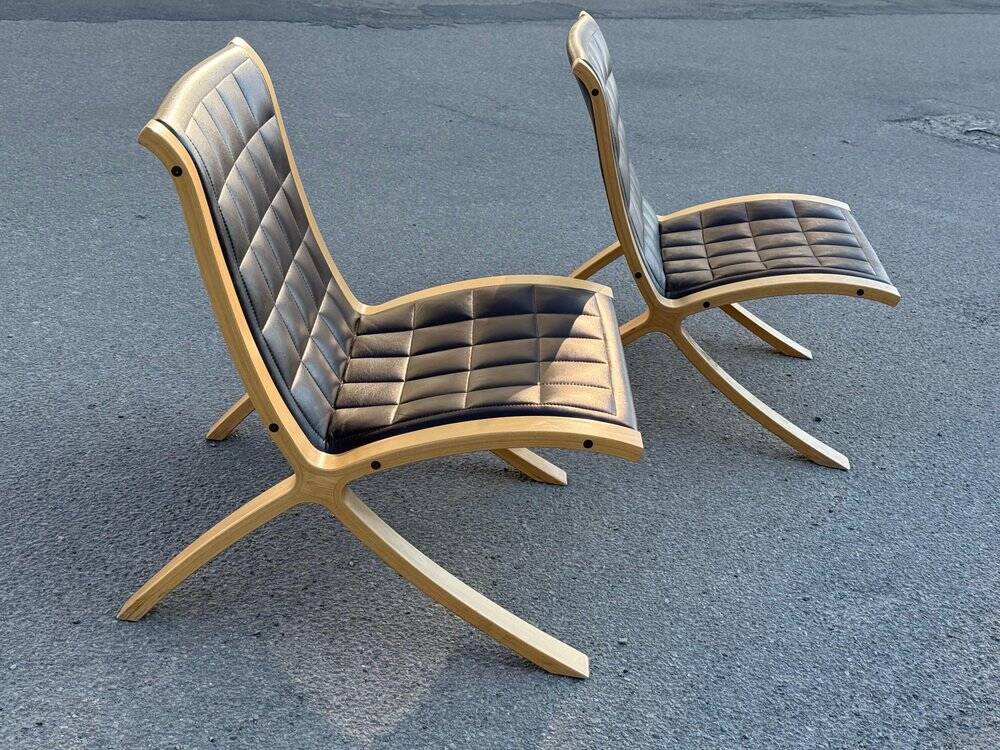 AX chairs attributed to Peter Hvidt & Orla Mölgaard, attributed to Fritz Hasen, 1978, set of 2