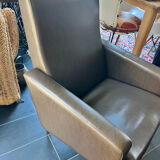 Vintage brown faux leather armchair from the 60s/70s.