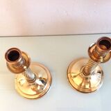Pair of empire style brass candlesticks