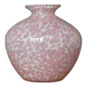 Vintage ball vase, La Rochère vase in blown glass, pink vase, made in France, collection