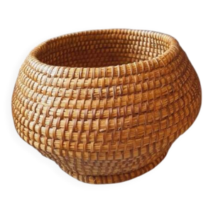 Cache pot ancien en pailles - 1950