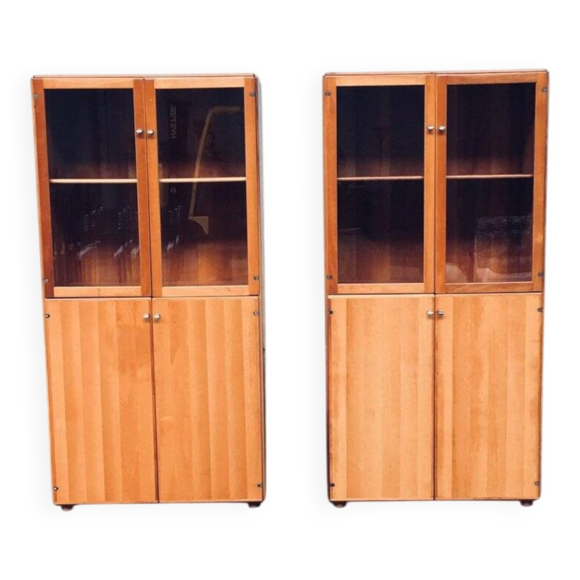 Torcello Series Display Cabinet Set by Afra & Tobia Scarpa for Stildomus, Italy, 1980s, Set of 2