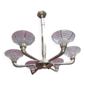 Importante lustre Art Deco bronze doré