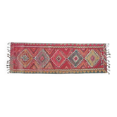 Tapis de couloir vintage turc Oushak fait main en laine et coton rose, années 1970