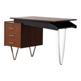Floating minimalist hairpin desk by Nijkerk, 1950s