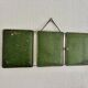 Vintage 1930s triptych mirror barber nickel-plated green crocodile effect.