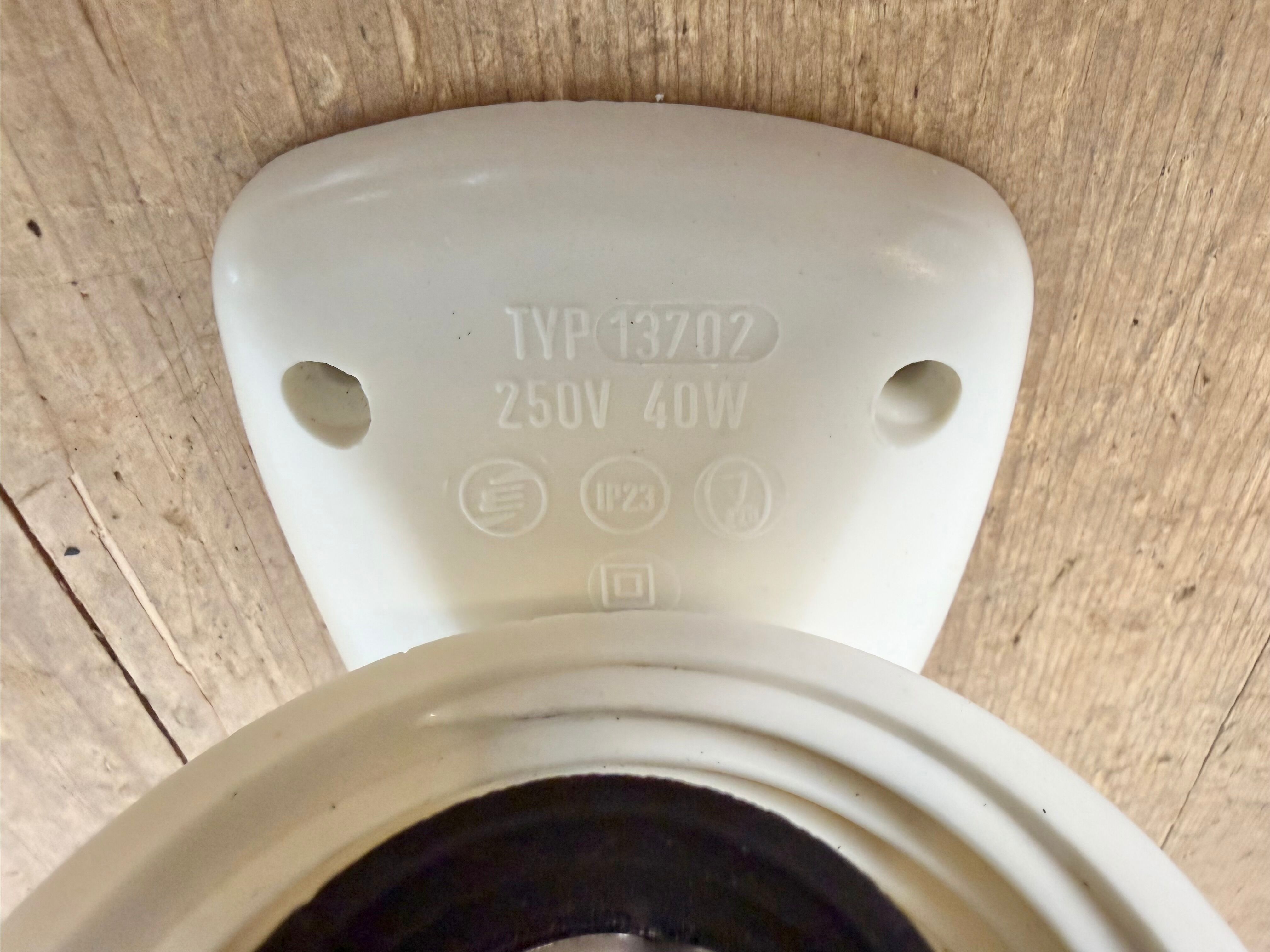 Industrial White Bakelite Wall Light with Milk Glass, 1950s