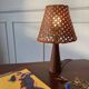 Small wooden and cane lamp